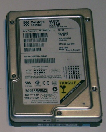 Disco duro IDE 3,5 Western Digital 30 gb